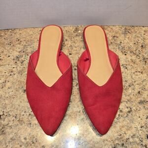 Express Womens Red Suede Slides Size‎ 8